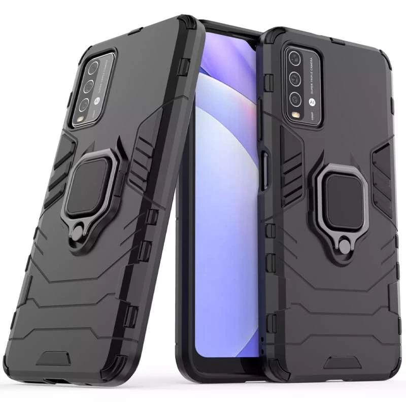 Протиударний чохол Transformer з кільцем на Xiaomi Redmi Note 9 4G / Redmi 9 Power – Чорний / Soul Black. Фото 2 з 5