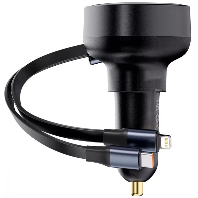 АЗП Baseus Enjoyment Pro 60W (1USB-C) + висувний кабель Type-C (C00057802111-01) – Cluster Black. Фото 8 з 12