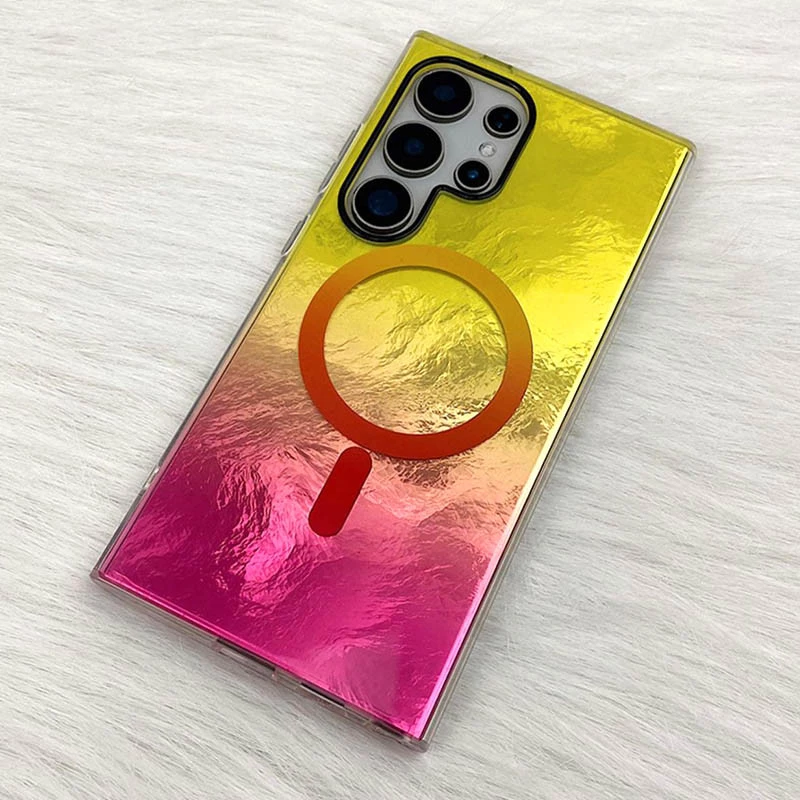 Силіконовий чохол Shiny Mountain (MagFit) для Samsung Galaxy S24 Ultra – Yellow / Pink. Фото 4 з 5