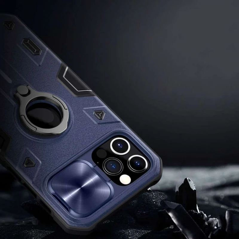 Пластикова накладка Nillkin Armor зі шторкою для камери на Apple iPhone 12 Pro Max (6.7") – Синій. Фото 4 з 5