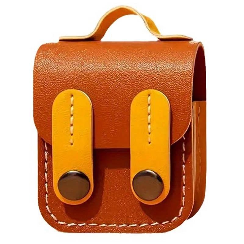 Кожаный футляр Briefcase для наушников AirPods 1/2 – Brown / Yellow. Фото 1 из 5
