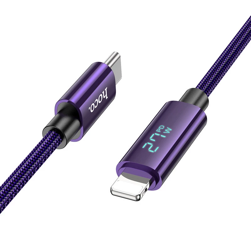 Дата кабель Hoco U125 Benefit 27W Type-C to Lightning (1.2m) – Purple. Фото 2 з 5