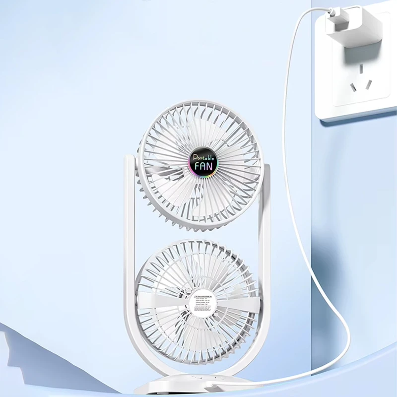 Настільний вентилятор S30 Dual-Fan 3000mAh – White. Фото 3 з 4