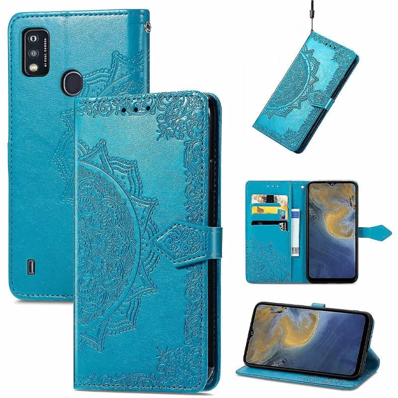 Кожаный чехол-книжка Art Case с визитницей для ZTE Blade A51 – Синий. Фото 4 из 5