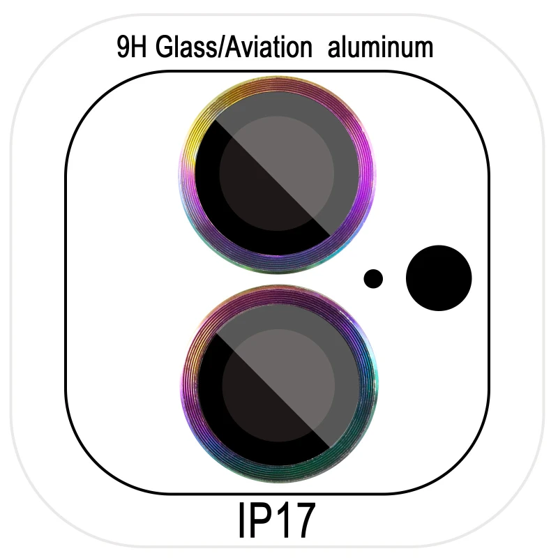 Металлическое защитное стекло на камеру для Apple iPhone 17 (6.3") – Сиреневый / Rainbow. Фото 2 из 12