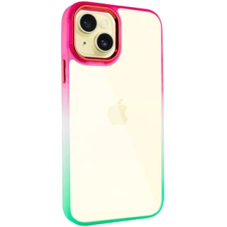 Силиконовый чехол фреш для Apple iPhone 14 (6.1") — Салатовый / Розовый
