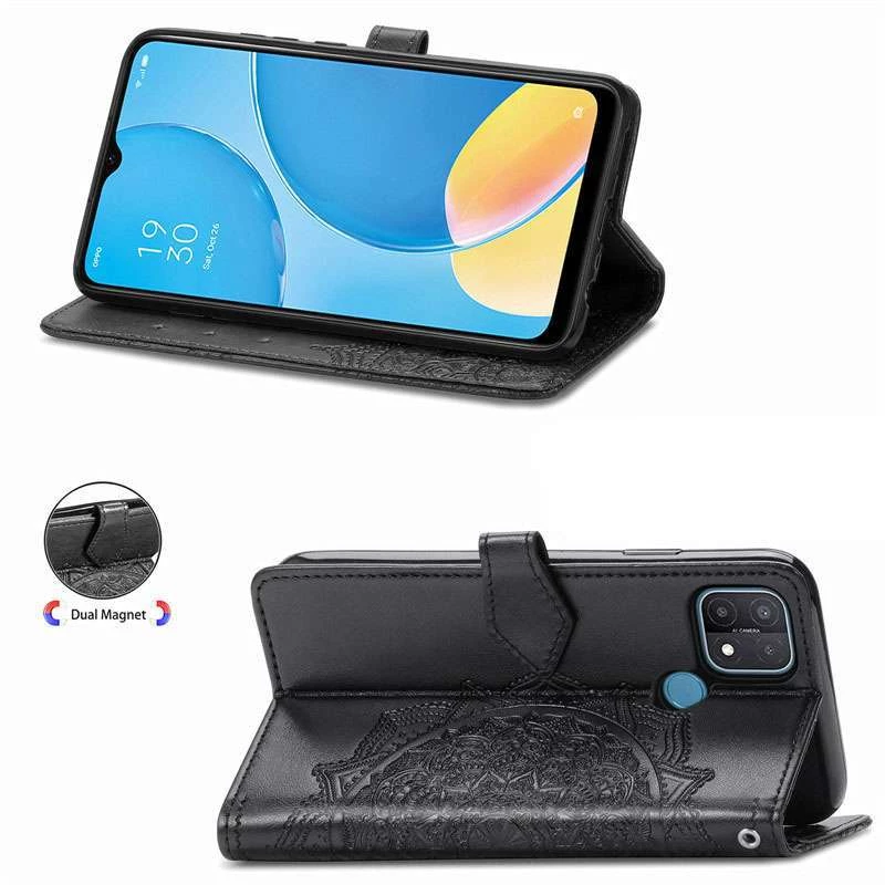 Кожаный чехол-книжка Art Case с визитницей для Oppo A15s / A15 – Черный. Фото 6 из 7