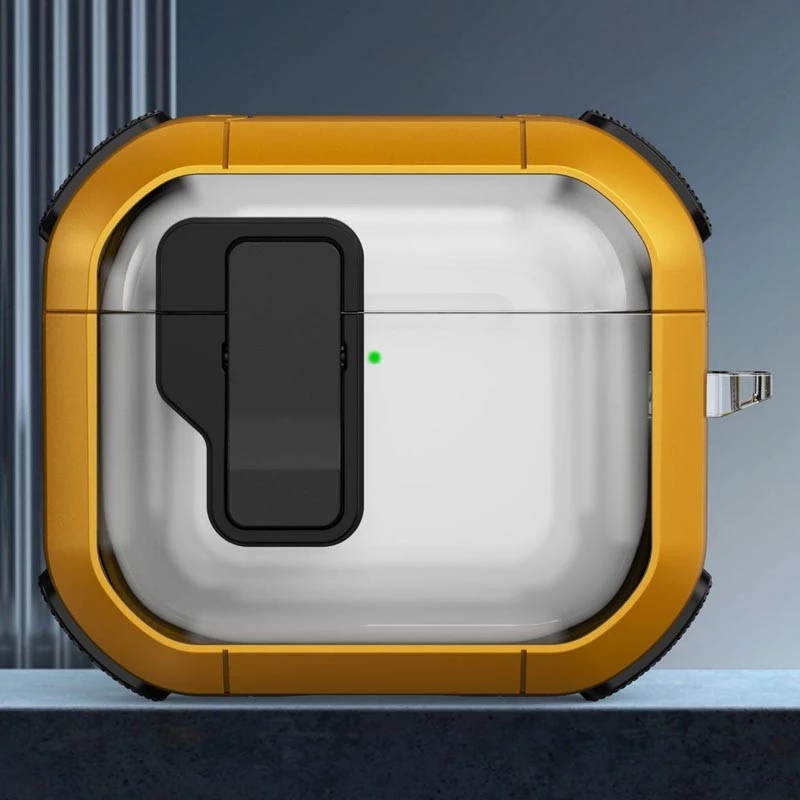 Футляр протиударний Locking Button для навушників Airpods Pro – Yellow. Фото 2 з 2