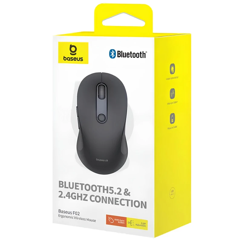 Мышь беспроводная Baseus F02 Ergonomic Bluetooth (B010555) – Cluster Black. Фото 2 из 6