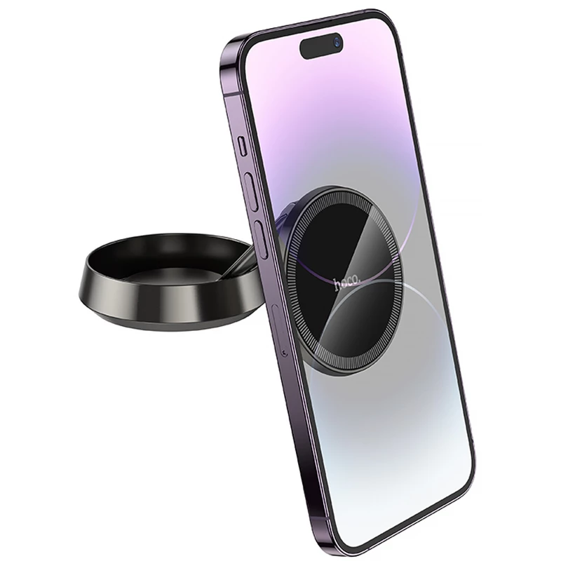 Автотримач Hoco H83 Metal ring magnetic (center console) – Metal grey. Фото 2 з 6