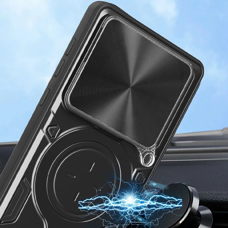 Ударопрочный чехол Bracket Ringstand с защитной шторкой для камеры для Xiaomi 14T – Black. Фото 4 из 10