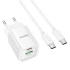 СЗУ Hoco C149A Charm PD30W+QC3.0 (1USB-A/1C) + кабель Type-C to Type-C – White. Фото 2 из 6