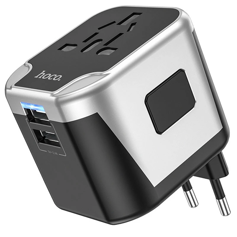 МЗП Hoco AC5 Level 2USB+Socket – Black. Фото 3 з 8