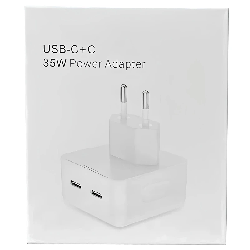 СЗУ 35W Dual Mini Power Adapter for Apple (2USB-C) (AA) (box) – White. Фото 3 из 3
