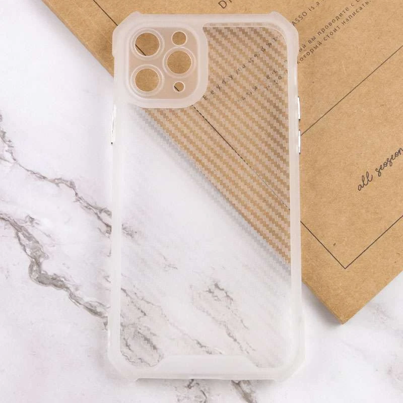 Карбоновий кольоровий силіконовий чохол на Apple iPhone 11 Pro (5.8") – Матовий / Прозорий. Фото 5 з 8