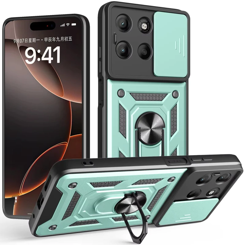 Ударопрочный чехол Ummi Camshield Serge Ring (in box) для Motorola Moto G15 4G – Зеленый / Green. Фото 2 из 2