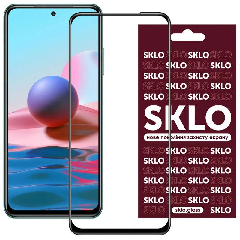 

Защитное стекло SKLO 3D для Xiaomi Redmi Note 10 / Note 10s (Черный), Чорний