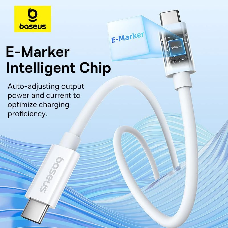 Дата кабель Baseus Superior Series 2 USB4 Full-Function Type-C to Type-C 240W (1m) (P10365200211) – Moon White. Фото 3 з 8