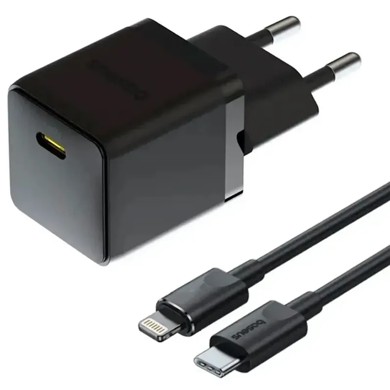 МЗП Baseus Palm Fast Charger 20W (1USB-C) + кабель Type-C to Lightning (E01164) – Cluster Black. Фото 1 з 3