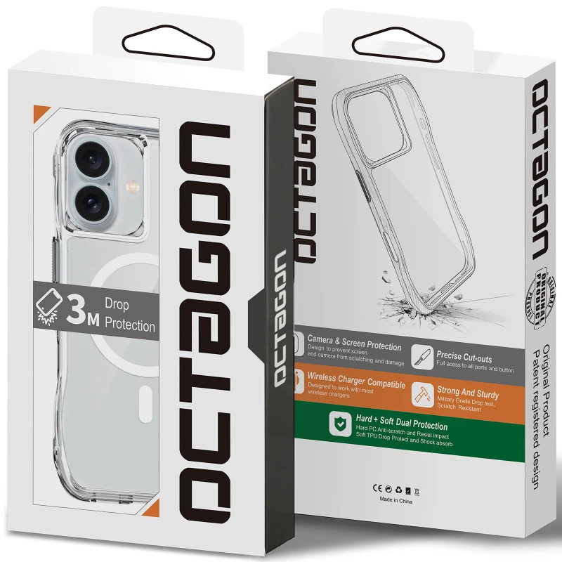 Чохол TPU Octagon with MagSafe для Apple iPhone 16 – Clear. Фото 5 з 5