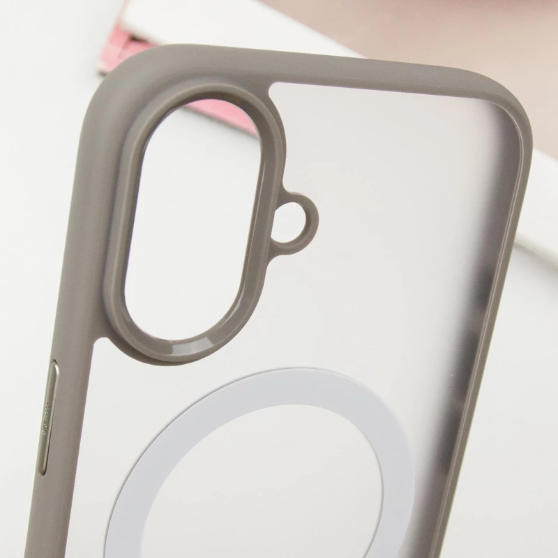 TPU+PC чохол Blueo Skin Friendly Frosted with MagSafe для Apple iPhone 16 – Сірий. Фото 5 з 6