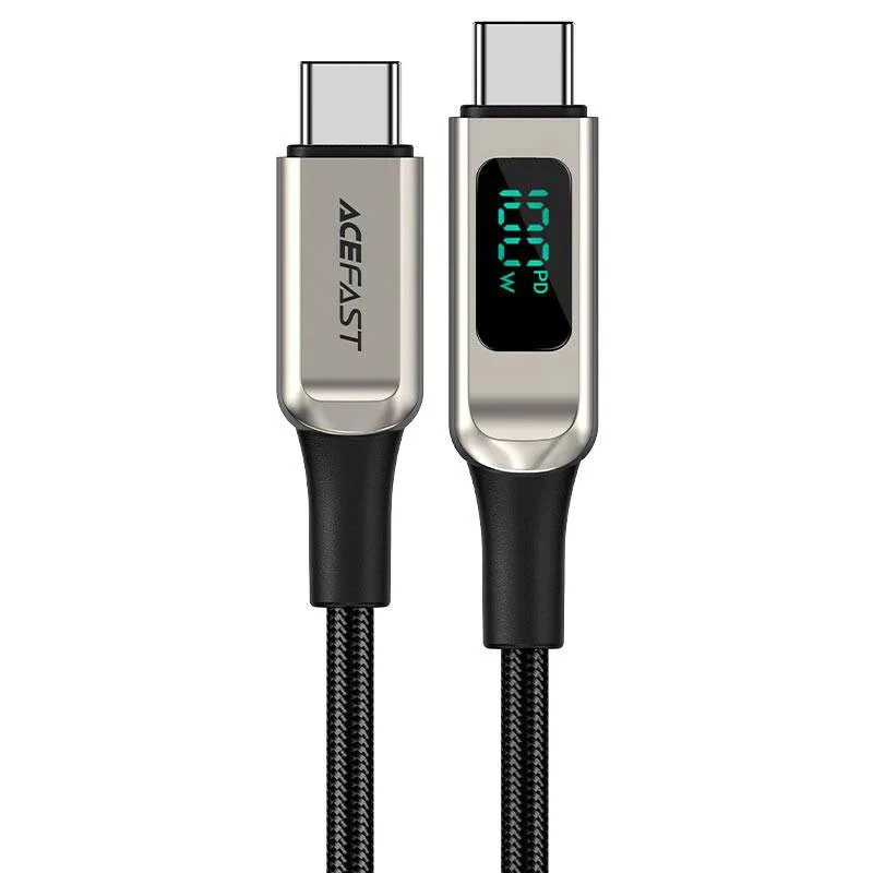 

Дата кабель Acefast C6-03 USB-C to USB-C 100W zinc alloy digital display braided (2m) (silver)