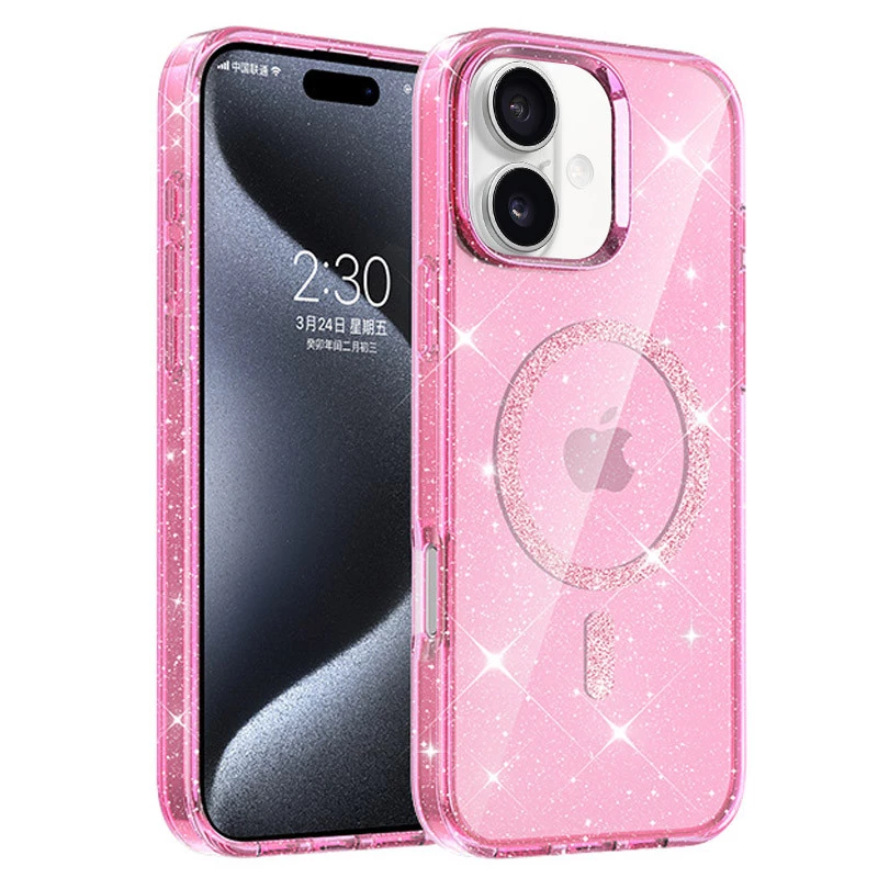 Чохол з блискітками та MagFit на Apple iPhone 16 – Pink. Фото 1 з 3