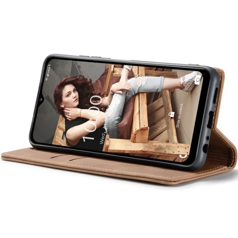 Шкіряний чохол-книжка CaseMe Velvet Nubuck для Xiaomi Redmi Note 8 Pro – Brown. Фото 3 з 5