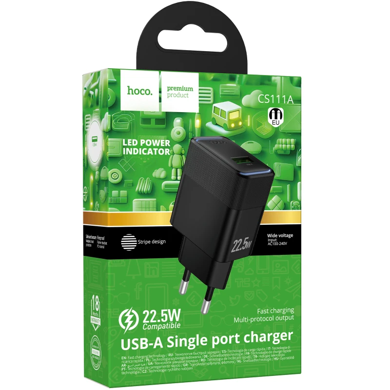 СЗУ Hoco CS111A Lounge PD22.5W (1USB-C) – Black. Фото 4 из 4
