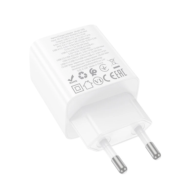 СЗУ Hoco N55 Fundador PD20W four-port (2USB-A/2C) – White. Фото 3 из 4