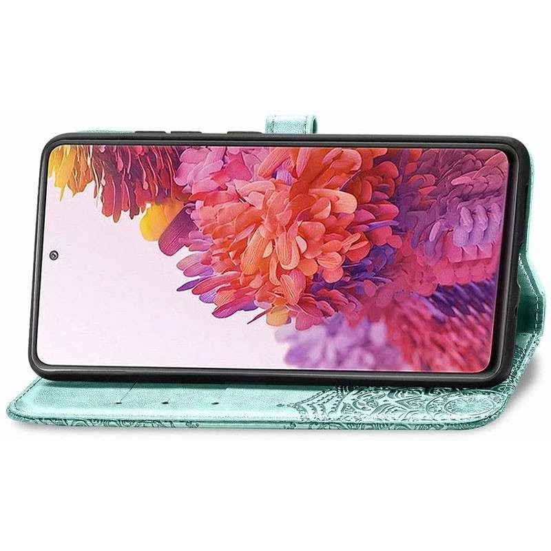 Шкіряний чохол-книжка Art Case з візитницею для Samsung Galaxy S20 FE – Бірюзовий. Фото 3 з 6