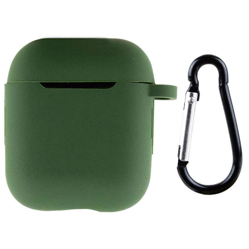 

Силіконовий футляр New з карабіном для навушників Airpods 1/2 (Зелений / Army green)