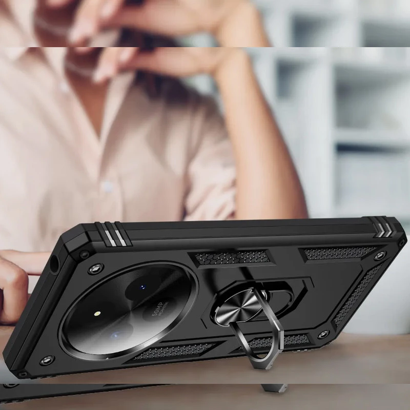 Протиударний чохол Serge Ring з кільцем на Xiaomi Poco C75 – Чорний. Фото 6 з 6