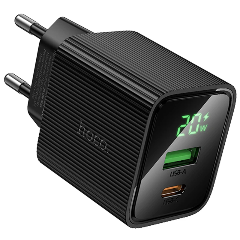 МЗП Hoco CS83A Excellent with digital display PD20W+QC3.0 (1USB-A/1C) – Black. Фото 3 з 6