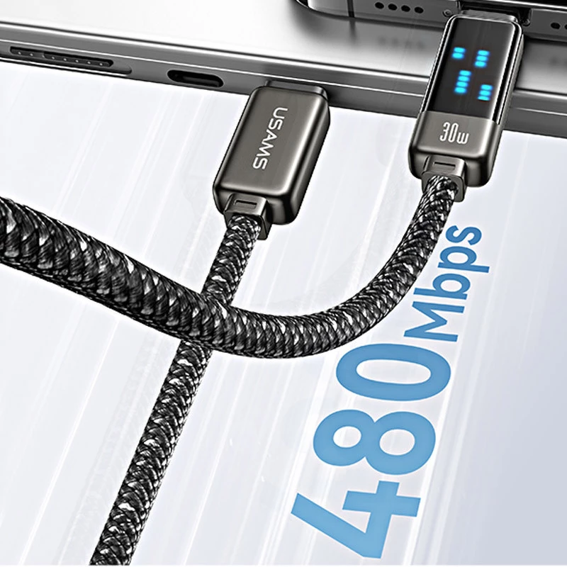 Дата кабель Usams US-SJ744 Meteor Ser. Type-C to Type-C 100W (1.2m) – Tarnish. Фото 7 из 8