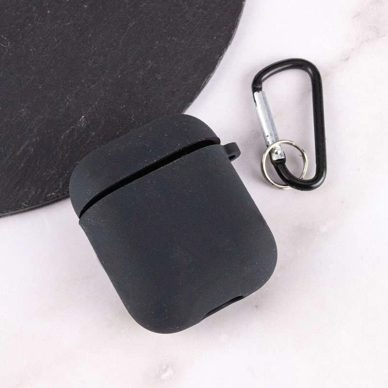 Силіконовий футляр з мікрофіброю для навушників Airpods 1/2 – Чорний / Black. Фото 3 з 6