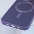Кожаный чехол Bonbon с металлическими кнопками и MagSafe на Apple iPhone 15 (6.1") – Серый / Lavender. Фото 5 из 6