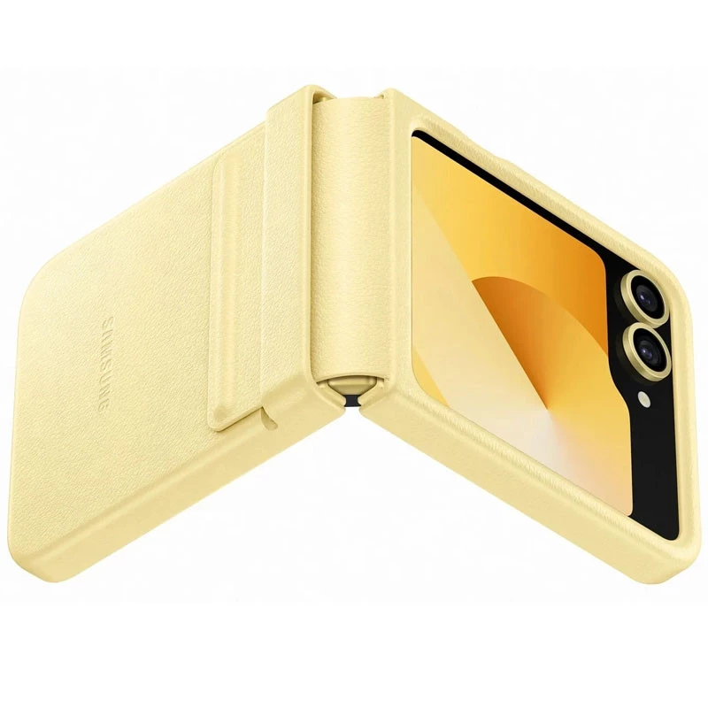 Шкіряний чохол Leather Case Premium на Samsung Galaxy Z Flip6 – Yellow. Фото 5 з 6