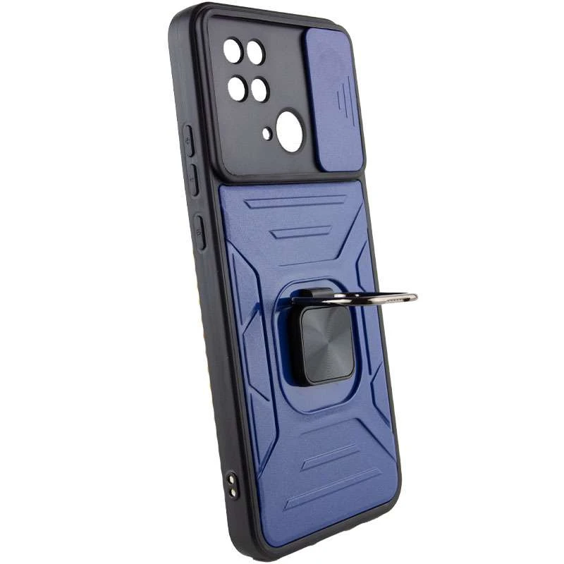 Протиударний чохол Flash зі шторкою для камери та кільцем на Xiaomi Redmi 10C – Синій. Фото 5 з 7