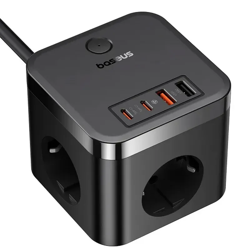 Подовжувач Baseus PowerCombo PD30W+QC3.0 (2USB-A/2C/2Socket) (1.5m) (BPS30) – Cluster Black. Фото 3 з 4