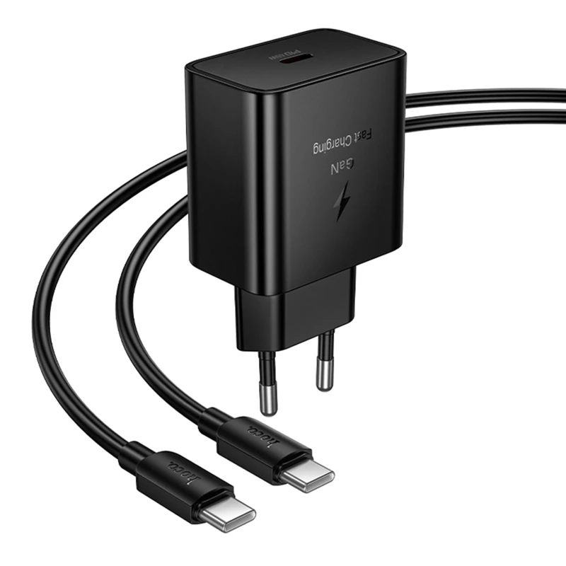 СЗУ Hoco N77 Star PD45W (1USB-C) + кабель Type-C to Type-C – Black. Фото 5 из 6