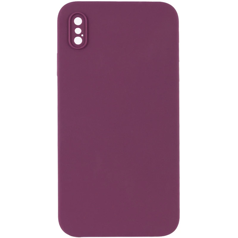 Чехол Silicone Case Square L с защитой камеры для Apple iPhone XS (5.8") – Бордовый / Maroon. Фото 1 из 3