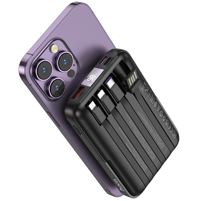 Портативний ЗП Power Bank Hoco J135 Rico 22.5W+PD20W з БЗП 10000 mAh – Black. Фото 4 з 5