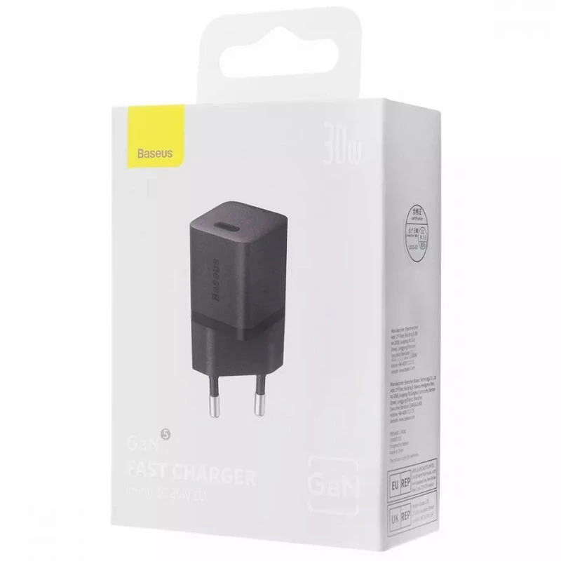 СЗУ Baseus GaN5 Fast Charger 1C 30W (CCGN070) – Black. Фото 2 из 2