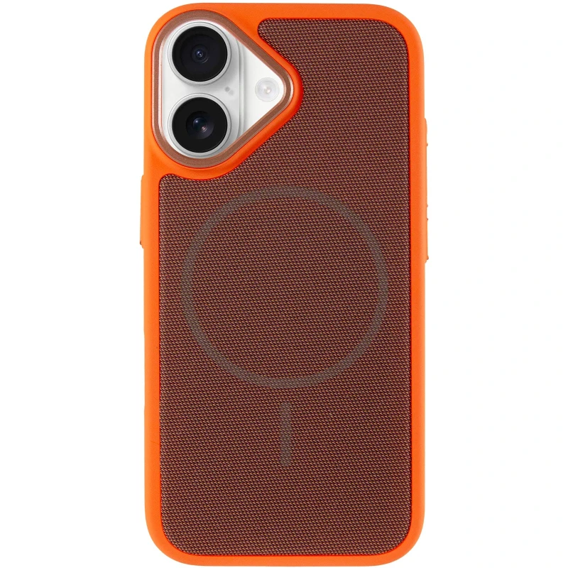 Чехол TPU TechWoven Hybrid with MagSafe для Apple iPhone 17 (6.3") – Orange / Brown. Фото 4 из 7