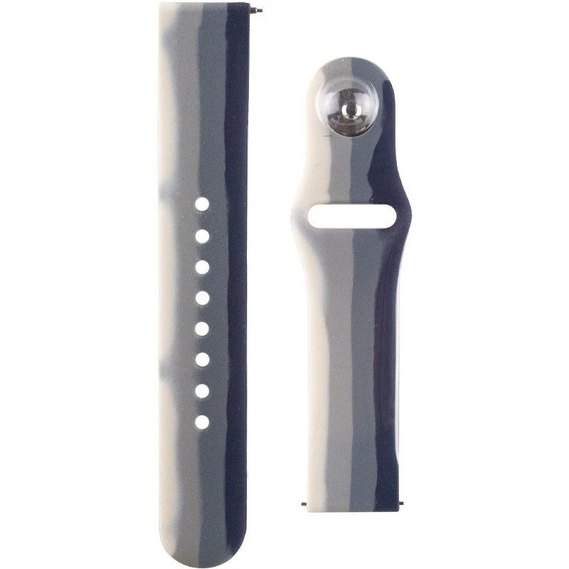 Силіконовий ремінець Rainbow для Smart Watch 20mm – Сірий / Синій. Фото 1 з 2