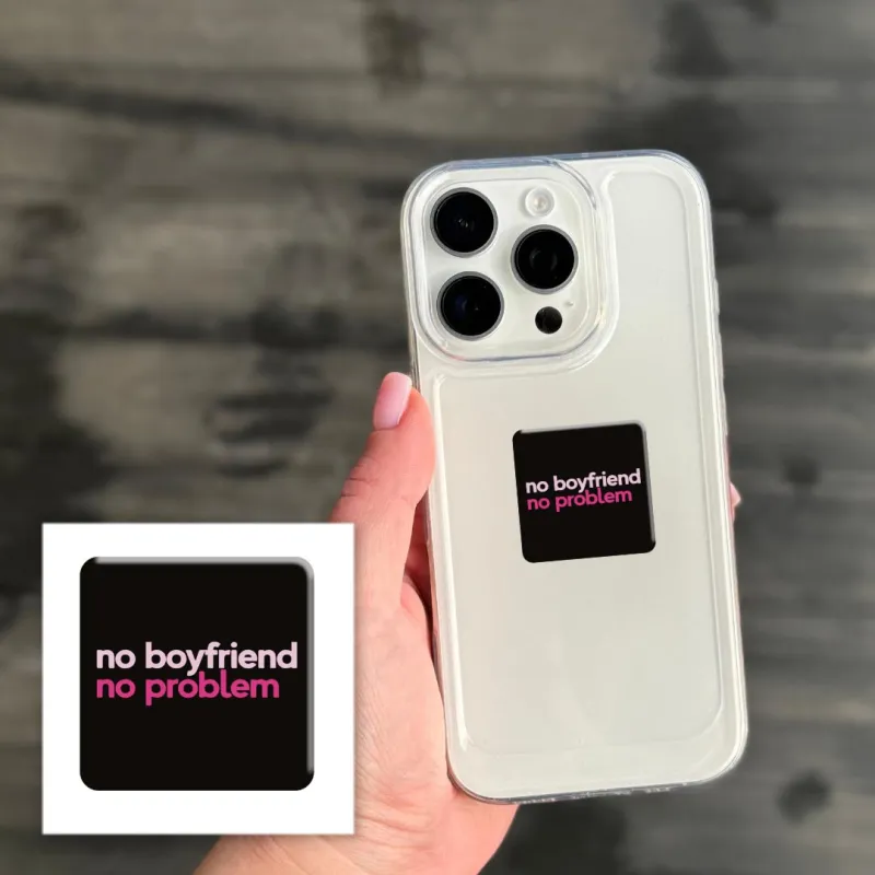 Стікер 3D до 5см Motivation black Collection – No boyfriend-no problem. Фото 3 з 3
