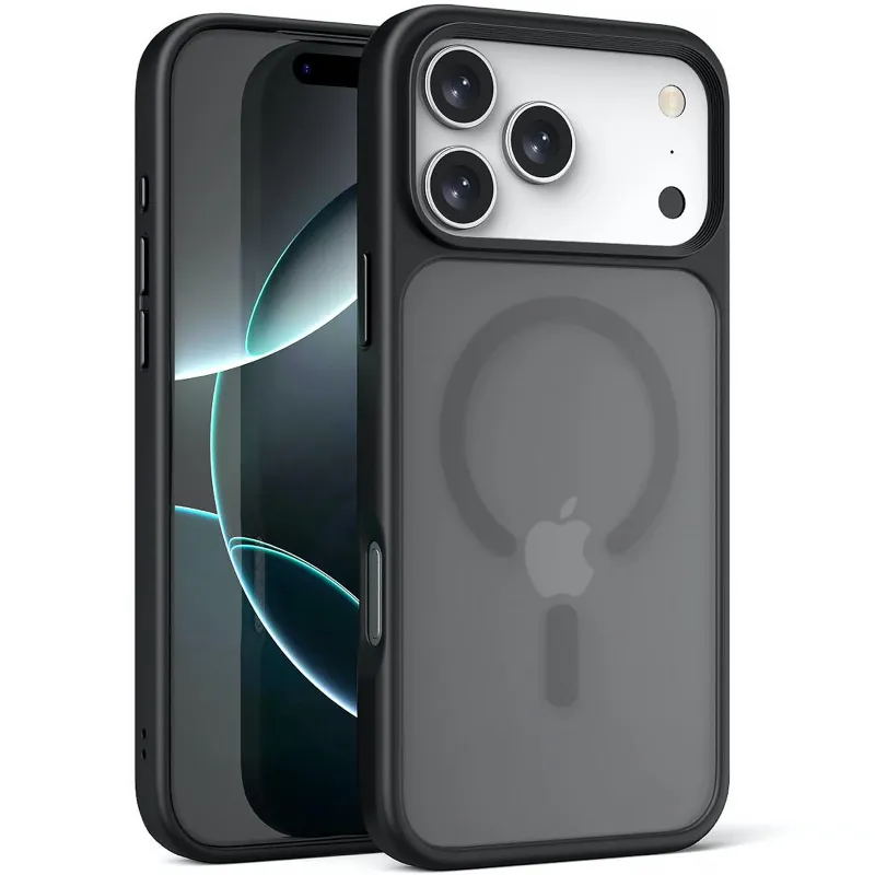TPU+PC чохол Metal Buttons with Magnetic Fit для Apple iPhone 17 Air (6.5") – Чорний / Black. Фото 2 з 6