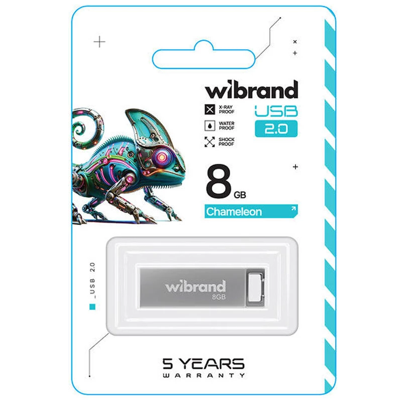 Флеш накопичувач USB 2.0 Wibrand Chameleon 8Gb – silver. Фото 2 з 2