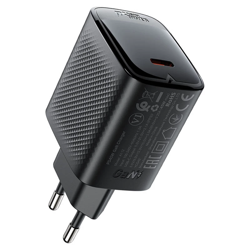 СЗУ Acefast A112 GaN PD45W (1USB-C) – Black. Фото 2 из 6